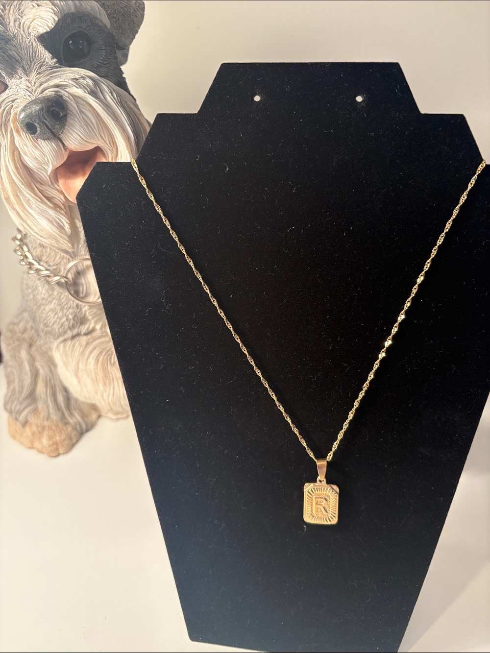 Initial R Plunder Gold tone Pendant Necklace